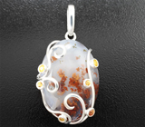 Кулон с дендритическим агатом 25,21 карата, желтыми и оранжевыми сапфирами