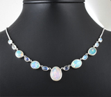 Колье с кристаллическими эфиопскими опалами 16,49 карата и лунным камнем 9,63 карата