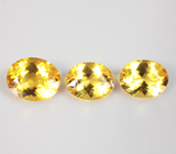 Набор из 3 золотистых гелиодоров 8 карат