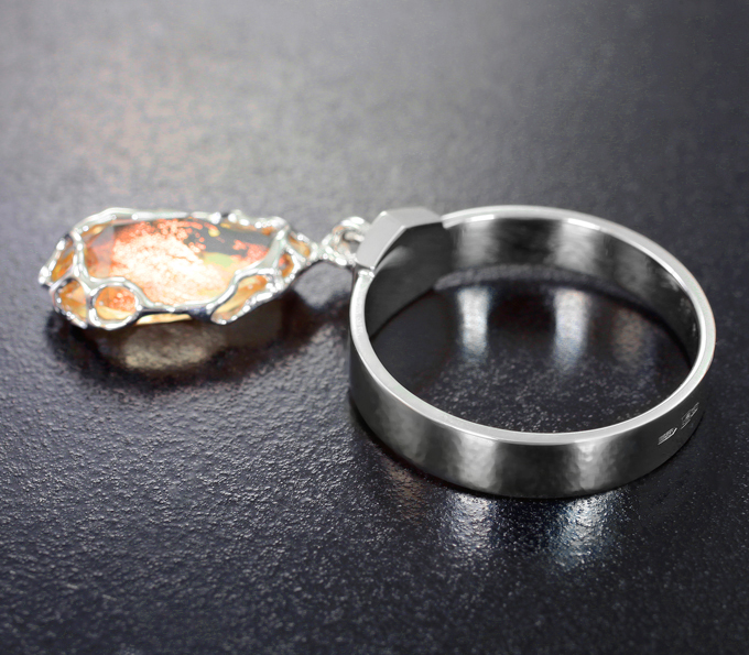 Кольцо с орегонским солнечным камнем 4,31 карата