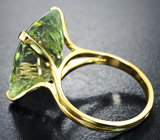 Кольцо с зеленым аметистом авторской огранки 14,05 карата 