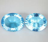 Крупная пара голубых топазов лазерной огранки 37,51 карата