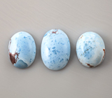 Набор из 3 кабошонов голубой казахстанской бирюзы Майкаин 7,81 карата