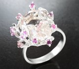 Кольцо с морганитом 8,23 карата и розовыми сапфирами