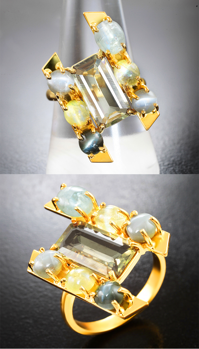 Комплект с диаспорами 9,52 карата и хризобериллами 13,03 карата