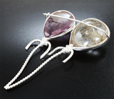 Брошь с аметрином с гетитом 37,77 карата, рутиловым кварцем 56,47 карата и лейкосапфирами