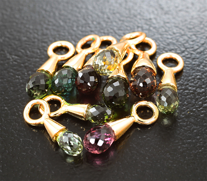 Подвесы с разноцветными турмалинами 3,45 карата