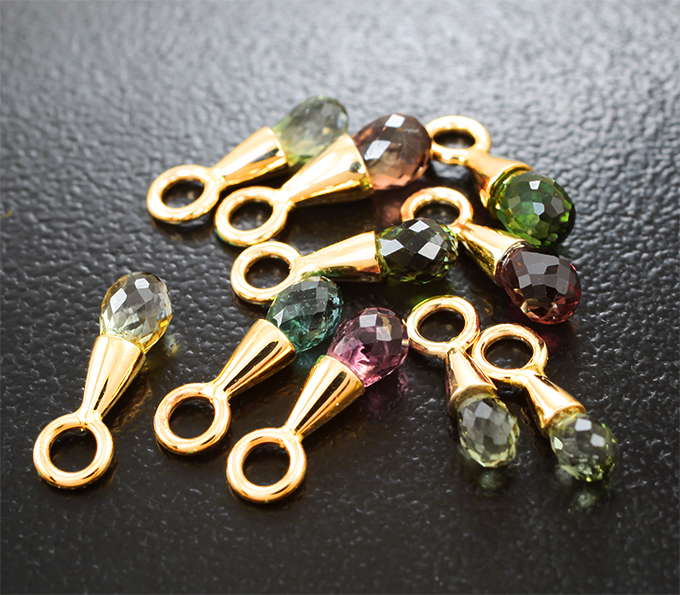 Подвесы с разноцветными турмалинами 3,45 карата