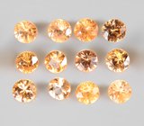 Набор из 12 спессартинов гранатов 2,11 карата