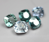 Набор из 5 зелено-голубых и синих шпинелей 3,78 карата