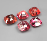 Крупный набор из 5 пурпурных и красных шпинелей 4,93 карата