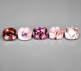 Крупный набор из 5 разноцветных шпинелей 6,05 карата