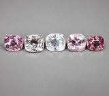 Крупный набор из 5 разноцветных шпинелей 6,14 карата