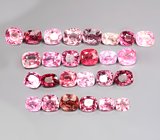 Крупный набор из 26 розовых и красных шпинелей 10,3 карата