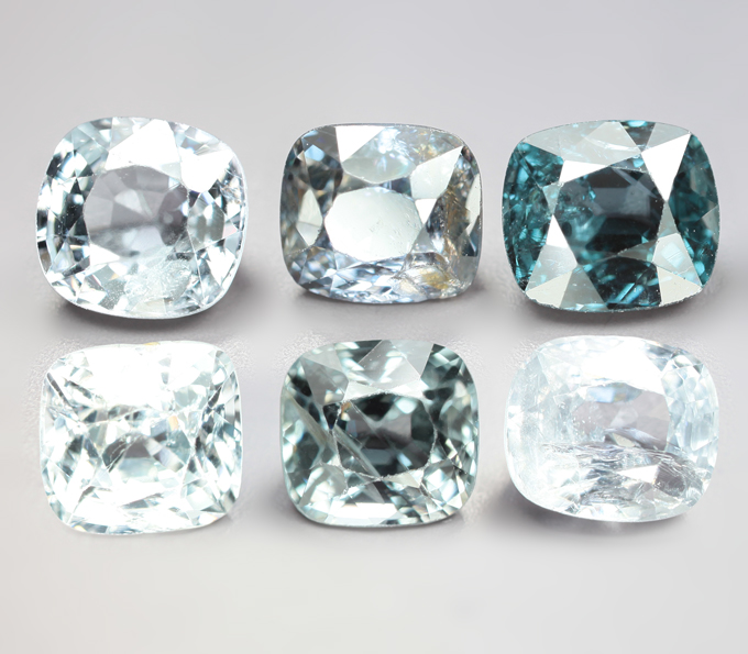 Набор из 6 синих, голубых и зеленых шпинелей 6,92 карата