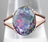 Кольцо с ограненным черным опалом 3,19 карата