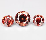 Набор из 3 оранжевых цирконов высокой чистоты 6,89 карата