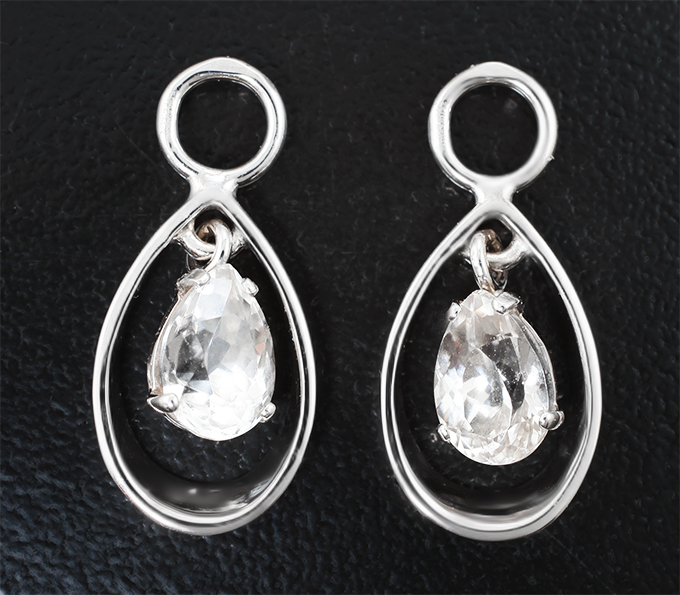 Подвесы для серег с чистейшими бесцветными цирконами 3,58 карата