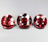 Крупный набор из 3 пиропов гранатов высокой чистоты 10,88 карата