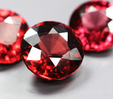 Крупный набор из 3 пиропов гранатов высокой чистоты 10,88 карата