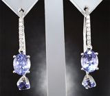 Серьги с танзанитами 3,89 карата и бриллиантами