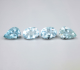 Крупный набор из 4 насыщенных аквамаринов 14,38 карата