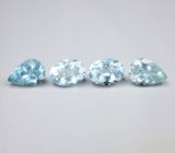 Крупный набор из 4 насыщенных аквамаринов 14,38 карата