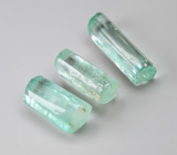 Набор из 3 уральских голубовато-зеленых бериллов 10,05 карата