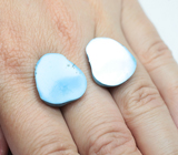 Крупная пара кабошонов голубой казахстанской бирюзы 18,95 карата