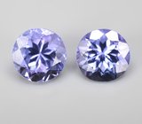 Пара танзанитов высокой чистоты 1,19 карата