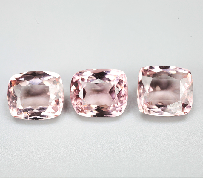 Набор из 3 турмалинов падпараджа высокой чистоты 5,46 карата